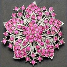 High-End Inlaid Diamond Exquisite Flower Brooch Foreign Trade Hot-Selling Women's Banquet Dress Matching Collar Pin Jewelry Wisteria Flower Brooch - [Red] - View 1