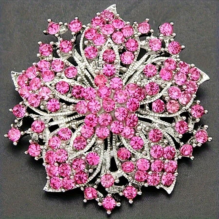 High-End Inlaid Diamond Exquisite Flower Brooch Foreign Trade Hot-Selling Women's Banquet Dress Matching Collar Pin Jewelry Wisteria Flower Brooch - [Red] - View 1