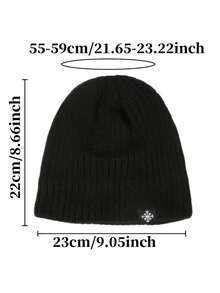 1顶男士双层保暖针织帽，纯色冬季时尚滑雪帽，户外运动骑行休闲舒适雪花图案，适合日常佩戴 - 彩色 - 查看 2