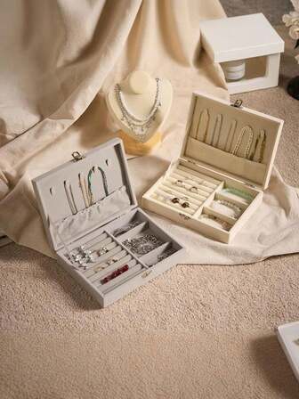 1pc Stylish Jewelry Organizer Box For Girls And Women With Lid - Ring, Earring, And Bracelet Organizer With Jewelry Box