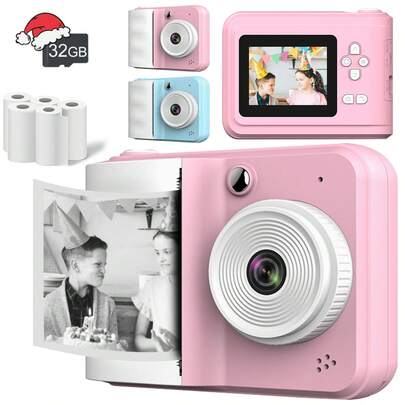 Kids Instant Camera, Children Instant Camera, Kids Digital Camera For Selfie, Christmas Gift, Birthday Gift For 3-12 Years Old Boys And Girls, Portable Toy For 3-10 Years Old Toddlers
