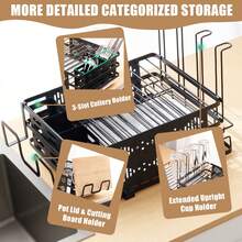 CXRYLZ Extendable 2-Tier Stainless Steel Dish Drying Rack For Kitchen Counter, Space-Saving Small Escurridor De Platos Para Fregadero With Drying Tray, Plate Drainer, Utensils Holder & Cup Rack - 1 - View 6