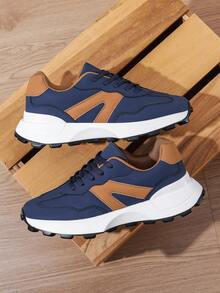 Sepatu Sneakers Tebal Modis, Sepatu Atletik Kasual & Nyaman untuk Remaja - Biru - View 5