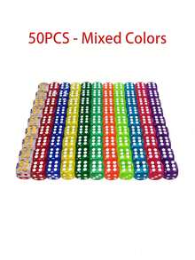 20pcs/10pcs/5pcs Random Colored Dice, 6-Sided Dice For Board Games, Loose Dice For Math Learning, Dice For Classroom Use