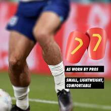 1 Pair Mini Size Football Shin Guards With 7 Number, Thick Impact-Resistant Leg Protector, Comfortable & Lightweight, Durable Criss-Cross Design, Suitable For Training And Match, Football Accessory - Red - View 4