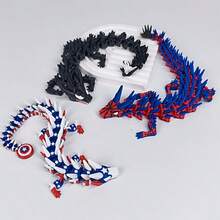 1pc 3D Printed Baby Dragon Desktop Decor - Cute Black With Red & Blue Accents - Home, Office, Birthday, Christmas, Halloween Gift - Perfect For Dragon Lovers, Handcrafted Miniature Statue, Home Decoration, 25cm Length - Multicolor - View 6