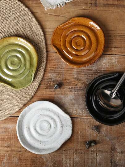 New Nordic Style Multipurpose Ceramic Spoon Rest, Vintage Crackle Glaze High-Aesthetic Ins Style Household Spoon Holder