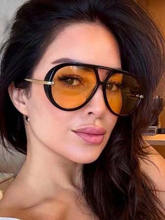 1副经典时尚飞行员眼镜，男女通用金属镜框眼镜，适合各种场合，包括海滩篝火晚会、派对、复古街头风、驾驶、防晒、户外旅行、演出、返校季、假期。