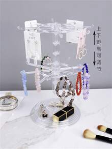 1 pieza/Soporte de exhibición de joyas de tres capas, adecuado para colgar llaveros, diademas, diademas, accesorios de joyería, relojes, pulseras, etc. Hecho de material de resina de polipropileno, es adecuado para estante de almacenamiento de escritorio, estante giratorio de almacenamiento de accesorios para el cabello de doble capa, estante de diademas de tres capas, accesorios para el cabello, estante de joyería, estante de llaves de tocador, adecuado para la organización del escritorio del hogar y la exhibición de la tienda de joyería - 2 capas de rotación - Ver 10