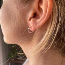 Small Hoop Earrings, Mini, 10mm, Thin, Genuine 925 Sterling Silver - Loại bướm - Xem 10