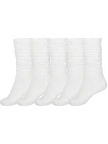 1/3/5/10 Pairs Women's White Slouchy Crew Socks, Warm Thick Knit Socks For Fall/Winter, Back To School - Multicolor - View 6