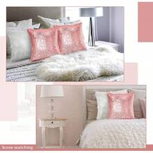 4 Pcs Sequin And Fluffy Pillow Covers Winter Throw Pillow Cases Soft Cushion Cover Couch Bed Sofa (18 X 18 Inch, Pink, White) - 粉紅色,銀色 - 查看 7
