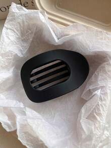 4个/1个女士秋冬黑色花卉方形、波浪形、椭圆形轻盈塑料发夹，时尚百搭高端优雅简约纯色发爪，适合日常、休闲、派对、通勤、海滩等各种场合，可搭配马尾辫、发髻等发型，也可用于洗脸、化妆等，是时尚发饰的理想之选。 - 黑色 - 查看 6