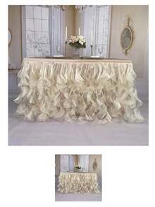 4 pies/6 pies/8 pies/9 pies/14 pies Faldas de mesa de organza, faldas de mesa rizada, faldas de mesa de sauce llorón, adecuadas para mesas de comedor rectangulares o redondas, para duchas nupciales, cumpleaños, fiestas de boda, banquetes, faldas de mesa para pasteles, decoración del hogar. - Multicolor - Ver 72