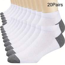 10/20/ Double Men'S Breathable Solid Color Low-Cut Socks, Fashionable And Comfortable, Socks For Men, Socks For Men Casual, Socks For Men Everyday - 10雙黑色 - 查看 3