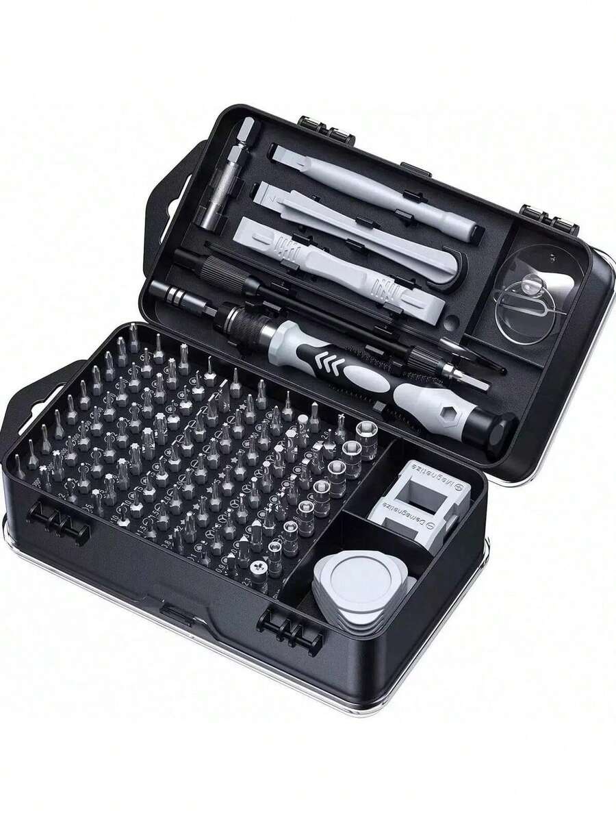 24-i-1 multifunktionsmikroskruvmejselsats, ergonomiskt halkfritt handtag, universellt precisionsverktygssats för elektronikreparation, skruvar för datorunderhåll, julklapp - Svart - Visa 1