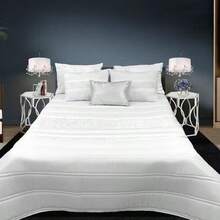 Colcha Edredón decorativa, con dos cojines relleno incluido,edredones cama edredon bouti calidad superior,Cómodo y duradero vale para Cama135/150cm Tamaño 250x260cm - Blanco - Ver 2