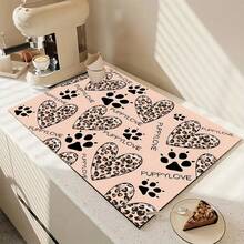 1 buc covoraș de uscare a vaselor de Ziua Îndrăgostiților, covoraș absorbant de uscare, cadou de Ziua Îndrăgostiților, decor de bucătărie, covoraș pentru aparat de cafea, covoraș de scurgere manual pentru cafetieră, covoraș de podea pentru bucătărie, covoraș pentru masă, covoraș de uscare a vasei pentru blat de bucătărie, covoraș pentru micul dejun, covoraș de uscare antiderapant rezistent la căldură, covoraș de uscare cu diatomit, ascunde petele, covoraș de uscare de bucătărie super absorbant, covoraș pentru suport de vase ușor de curățat, potrivit pentru bucătărie, masă, cafenea, bar, sărbători, petreceri, decor de casă, cadouri de sărbători