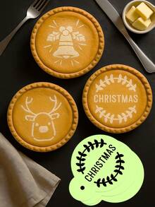 1 pieza Plantilla de horneado personalizada, plantilla de espolvoreo navideña personalizada con texto o patrón personalizado, plantilla reutilizable para decorar galletas y pasteles navideños, molde de polvo de cacao y azúcar DIY para tartas, magdalenas, arte de café con leche, hornear de invierno, postres de fiesta e ideas de regalo - Colores personalizados - Ver 4