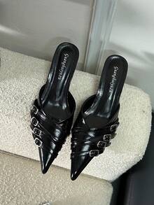 Fashionable Pointed Toe Slip-On Mule Heels, Sexy High Heel Shoes For Women