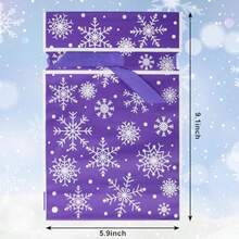 D72Pcs Winter Drawstring Bags Pink Blue Purple Snowflake Plastic Gift Bags With Ribbon Christmas Treat Bags For Xmas Party Plies 5.9 X 9.1 Inch - Pinkbluepurple - View 2