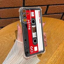 Funda de teléfono con patrón de impresión de cinta magnética retro con protección de cuatro esquinas, compatible con los modelos S25 S24 S23 S22 S21 D20 y A series, compatible con los modelos  17 16 15 14 13 12 11 Pro Max, OPPO series, regalo de Navidad para mujeres. - transparente - Ver 3