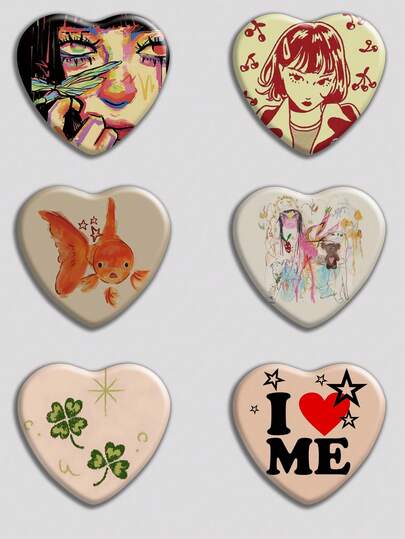 心形徽章，经典时尚徽章/胸针，2D平面设计，高品质金属配件，适合装饰衣服、帽子、背包，是送给朋友、同学、同事和爱人的理想新奇礼物。