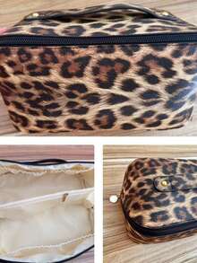 1 Stück Make-up Tasche aus PU, tragbare Kosmetik Aufbewahrungstasche, Organizer mit großer Kapazität für Make-up Utensilien - hergestellt aus wasserundurchlässigem PU Material, mit Reißverschluss, tragbar, geeignet für Reisen, Make-up im Schlafzimmer, Kosmetikaufbewahrung im Badezimmer, Hautpflege, Lippenstifte, Reisezubehör, Wohnheim Mehrzweck, Reiseessentials, Valentinstag Geschenk, Urlaubsgeschenk - Braun - Übersicht 10