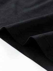 男士夏季休闲时尚百搭细条纹品牌个性化印花侧袋设计柔软透气户外休闲短袖圆领T恤和短裤两件套 - 黑色 - 查看 7