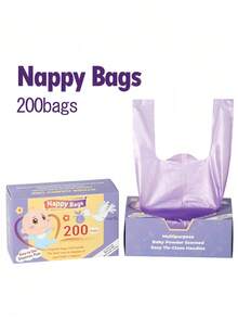 200pcs/100pcs/50pcs Disposable Diaper Bags, Easy Tie Diaper Disposal Bags With Fragrance, Hanging Diaper Bag Essentials, Diaper Trash Bags Or Pet Waste Bags, Diaper Bags, Baby Shower Gifts (Random Color Hooks)