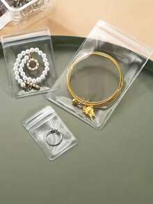 100pcs High-Quality Jewelry Storage Bag, Transparent Jewelry Bag, Transparent Jewelry Storage Bag, Anti-Oxidation Jewelry Sealing Bag, Suitable For Earrings, Necklaces, Bracelets And Rings - Anti-Fading, Small And Transparent Zipper Bag, Suitable For Storing Small Jewelry Items - Very Suitable For Gift-Giving During Festivals,Travel Essential ,Room Decor - Multicolor - View 9