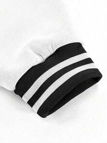 2pcs/Set Tween Boy Casual Patchwork Fleece Jacket And Drawstring Fleece Pants Suit, Autumn/Winter - Black - View 4