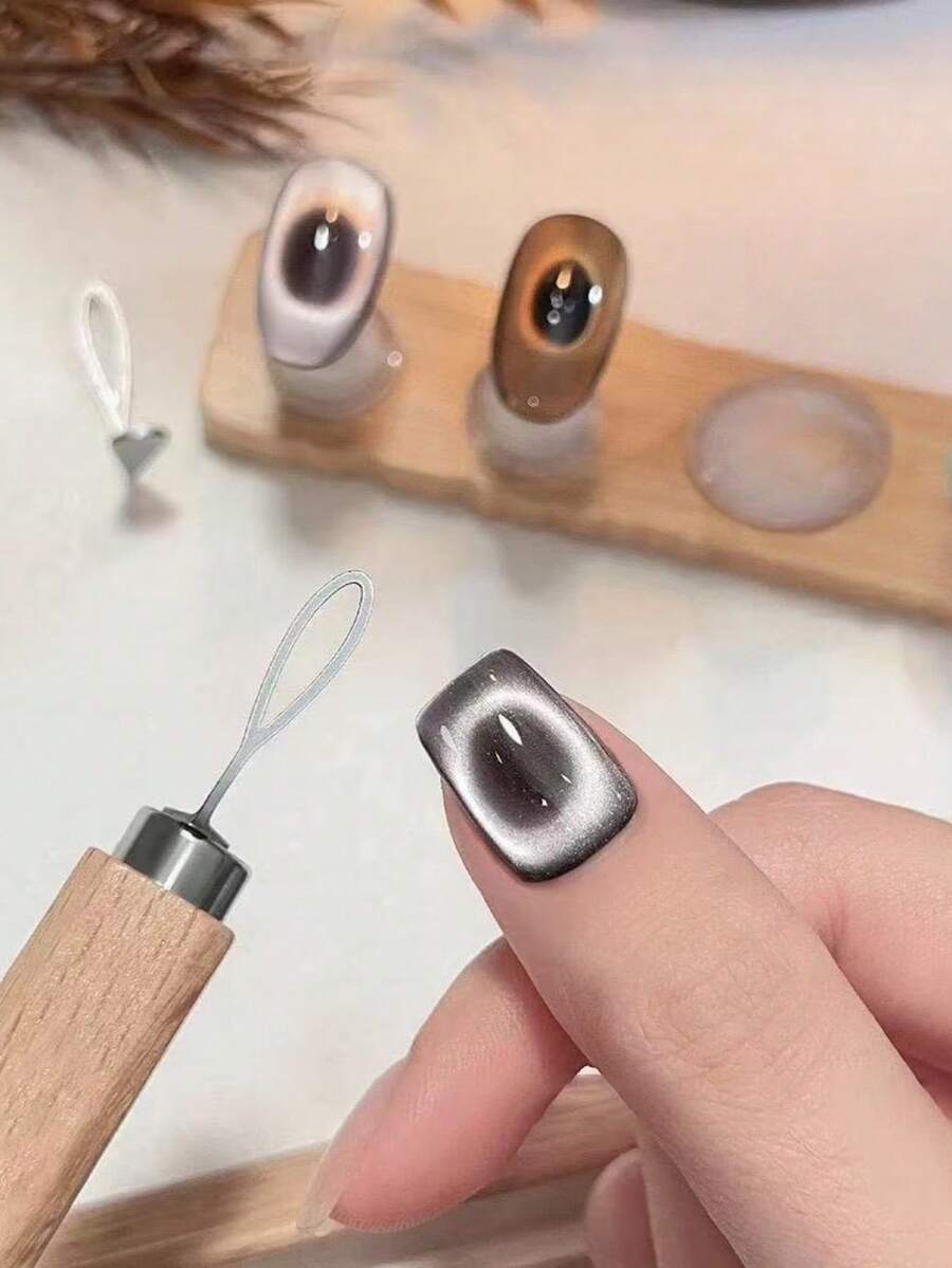 2pcs Hollow Cat Eye Magnetic Nail Art Tools, Suitable For UV Gel Nail Magnetic Stick DIY Manicure - Apricot - View 1