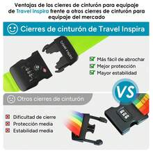 Correa de Equipaje Adjustable con Cerradura de Combinación TSA de la Marca Inspira - Poliéster Negro, ácil de Usar y Protege tu Equipaje - Negro - Ver 3