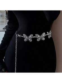 镂空波西米亚风可调节金属腰链，时尚女士腰带，几何图案金属装饰，适合派对、婚礼、春夏秋冬、夏季、秋季、万圣节等场合。