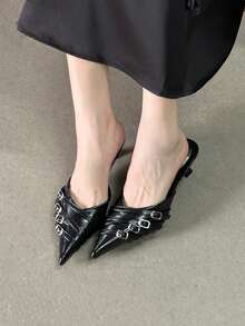 Fashionable Pointed Toe Slip-On Mule Heels, Sexy High Heel Shoes For Women