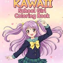 GDTME Cute High School Girl Painting Notebook, 9 Pages, Pink, "Heartbeat!" Cute! High School Girl's Daily Life Cute Manga Style, Anime Girl Illustrations (24 Pages), Perfect Birthday Gift, Christmas Gift, Girl Gift, Otaku Girl Gift, Valentine's Day And Women's Day Gift, Back To School Gift, Coloring Book, Art Supplies, Stationery - Kawaii Girl9 - View 2