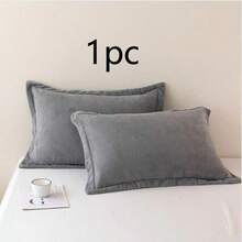 1 Peça Embalada, Multicor, Travesseiro de Veludo de Leite Grosso e Confortável. Travesseiro de Cabeceira, Estilo Moderno, Quente no Inverno, Protege o Pescoço, Travesseiro Retangular, Travesseiro de Veludo, Incluindo Enchimento de Travesseiro, Adequado para Quarto, Sala de Estar, Casa, Quarto, Tamanho Adulto, Quente e Confortável, Macio, Amigável à Pele, Travesseiro de Cabeceira de Cor Sólida, Inverno, Presente de Natal Perfeito, Muito Vendido. Conjunto de Capa de Travesseiro e Enchimento de Travesseiro. - Multicolorido - Visão 2