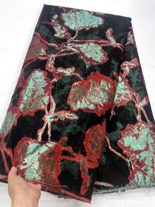 5码/1码 高品质新款花卉刺绣薄纱蕾丝面料，2025花卉提花图案网布，时尚设计图案锦缎面料，适用于服装缝纫，适合非洲、尼日利亚派对、宴会、婚纱、女士连衣裙、家居装饰窗帘DIY，可选颜色：粉色、红色、金色、绿色、蓝色、紫色、多色，仅限手洗，按码裁剪 - 彩色 - 查看 14