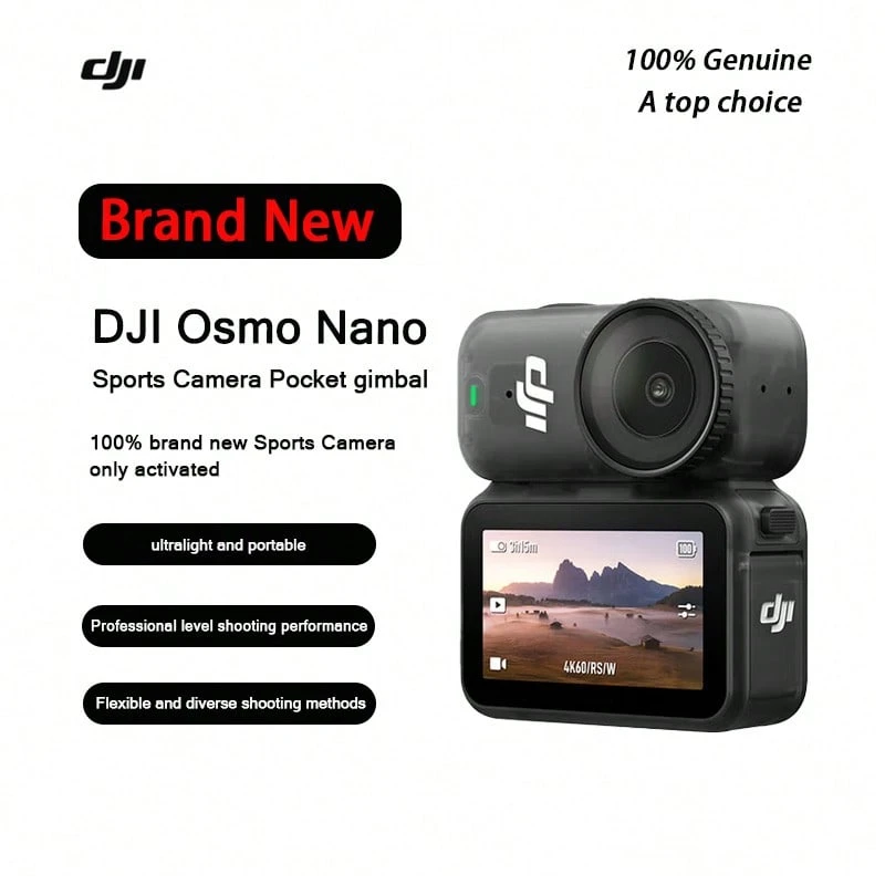 DJI Osmo Nano, Camera hành động đeo trên người độ phân giải cao 4K, góc nhìn người thứ nhất, chống rung và chống nước, thích hợp cho việc lái xe máy, lặn, trượt tuyết, du lịch và các tình huống khác, camera quay vlog cầm tay di động, hoàn toàn mới, chỉ được kích hoạt. - màu đen - Xem 1