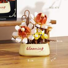 12pcs Micro Particle Flower Potted Building Blocks, Mini Particle Assembly, ABS Material, Suitable For Children 6+ Years Old, Develop Hands-On Ability, Can Be Desktop Decor, Window Display Collection, Holiday Small Gift, Gift Box Packaging - Multicolor - View 10
