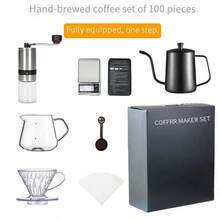 Hand Drip Coffee Set, American Style Home Use Manual Coffee Grinder Gift Box, Full Set Of Equipment - Black - View 5