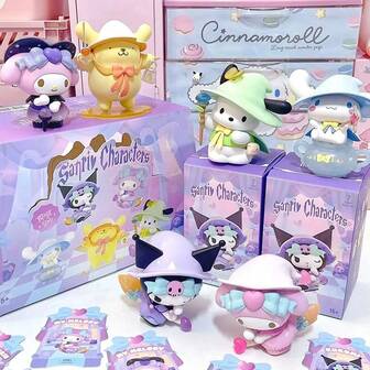 Caja ciega del nuevo conjunto mágico de la historia de Sanrio 2025 - 6 figuras coleccionables lindas + 1 sorpresa secreta, decoración de escritorio Kawail, juguetes antiestrés para adultos, muñecas de fantasía con tema de dibujos animados lindos, mini cosas, caja de misterio de cosas baratas, juguetes de caja al azar