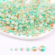 Fancy Multi Rainbow Colors, 2MM-10MM, 7 Sizes , Flatback Half Round ABS Pearls , Glue On Jewelry Beads Stones Diamond 3D Pattern Design Accessories Glitter Manicure Decal Decorations For Clothes,Bag,Shoes,Cups,Phone Covers,Handicrafts,Diy Trim.