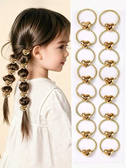 10 st/set glänsande metalliska elastiska hårsnoddar, hårsnoddar i flera stilar, mångsidiga - lämpliga för flickor, möter barns dagliga behov för skola, lek, aktiviteter och mer