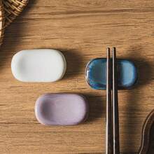 3/4/5pcs Random Style Ceramic Spoon Rest, Oval And Minimalist Design, Chopstick Holder, Kitchen Utensil Storage Box, Dining Table Decor Tray - Multicolor - View 10