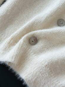 1 pieza Suéter sexy de un hombro de unicolor, con ribete acanalado, de manga larga, de punto, de talla ajustada y de longitud corta, versátil - Albaricoque - Ver 8