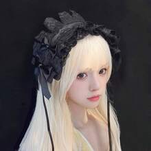 1件原创手工洛丽塔蕾丝蝴蝶结加厚发箍，新款甜美可爱，适合节日派对、奇装异服、美妆装饰，也适合假日庆典、旅行、各种派对和聚会。女士发饰，优雅发带