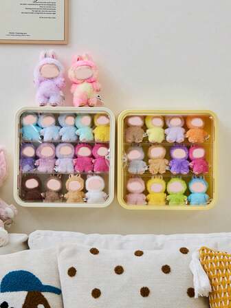 1pc Wall Mounted Dustproof Multi-Layer Multi-Color Optional Toy Storage Box, Doll Figurine Storage Display Box, Wall Mounted Three-Layer Large Capacity Waterproof And Dustproof Transparent Figurine Storage Rack