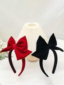 1 pezzo Fascia per capelli elegante e carina con fiocco, accessorio per capelli versatile per ragazze, adatto per Capodanno e uso quotidiano - Rosso - Visualizzare 6